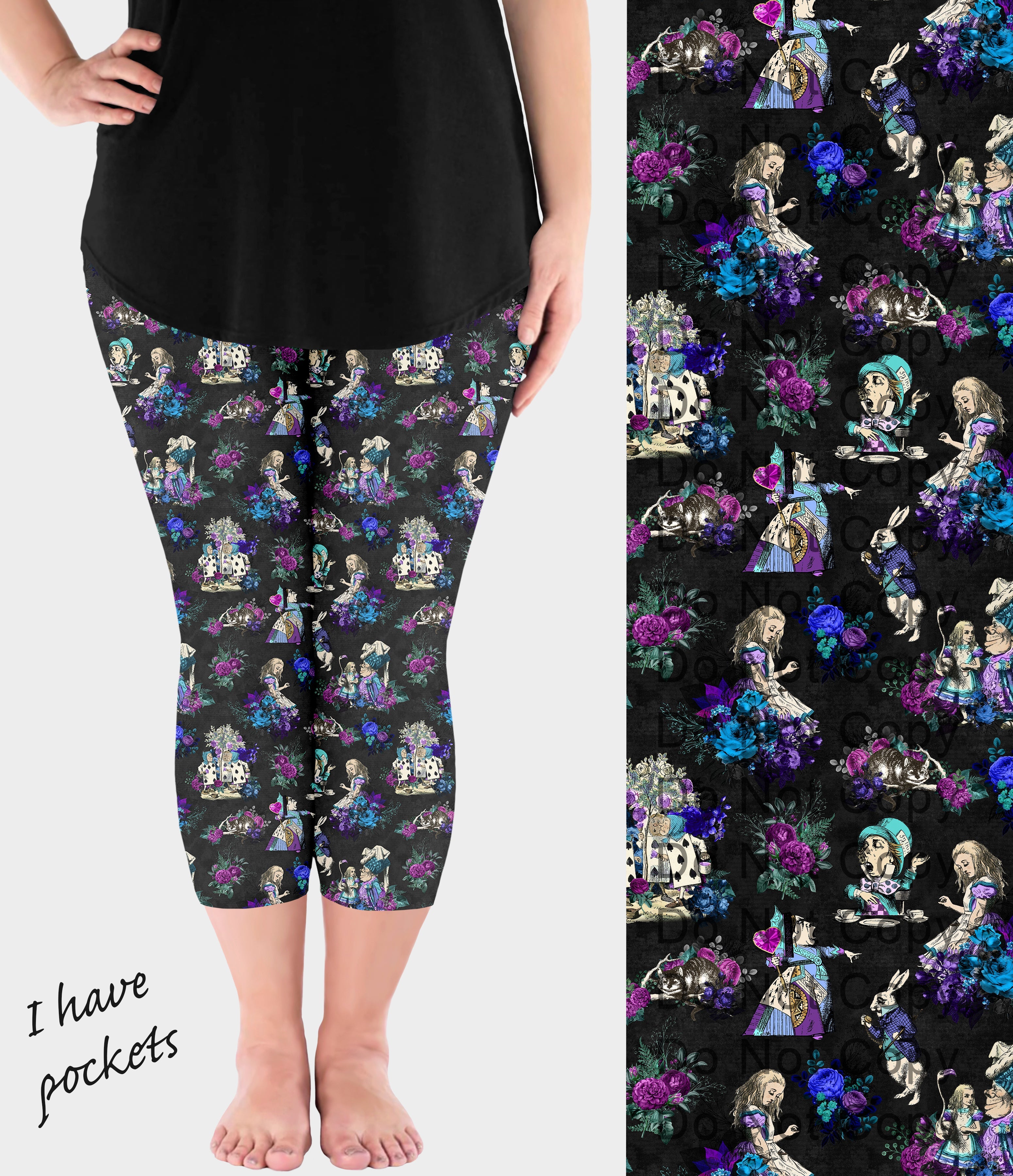 RTS - Alice Off the Pages Capri Leggings with Pockets