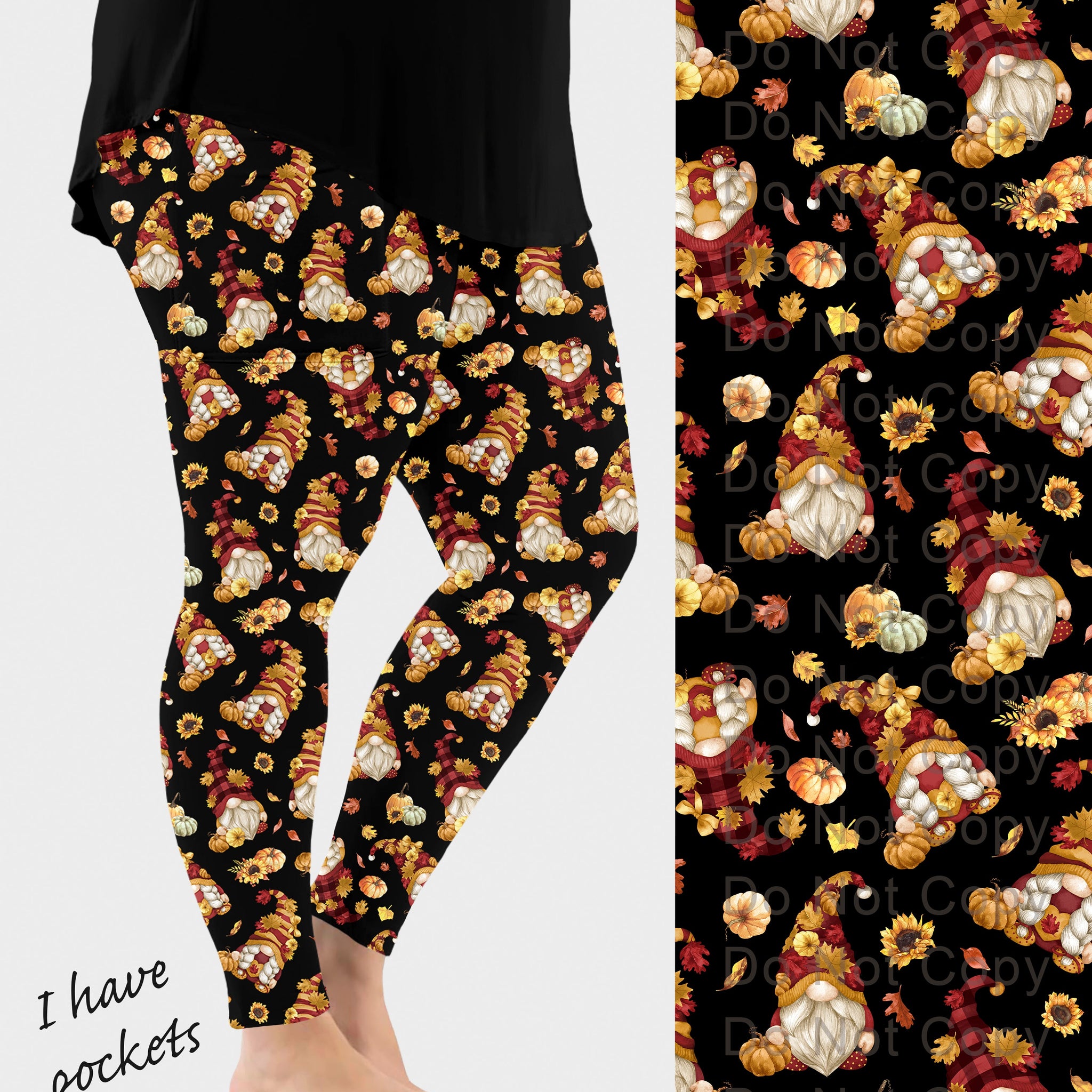 RTS - Autumn Gnomes Leggings w/ Pockets