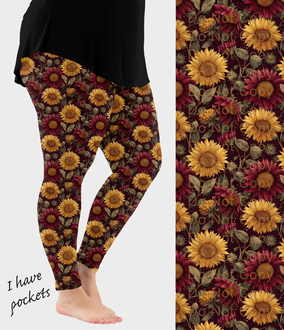 RTS - Autumn Sunflower Leggings with Pockets
