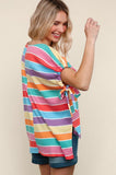 Feeling Bold Multicolor Stripe Dolman Bow Tie Sleeve Top