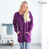 Oversized Loose Fit V-Neck Tunic Sweatshirt