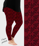 RTS - Red Batty Lace Leggings w/ Pockets