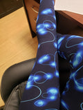 Neon Blue Heart Print Leggings - Adult & Kid Sizes