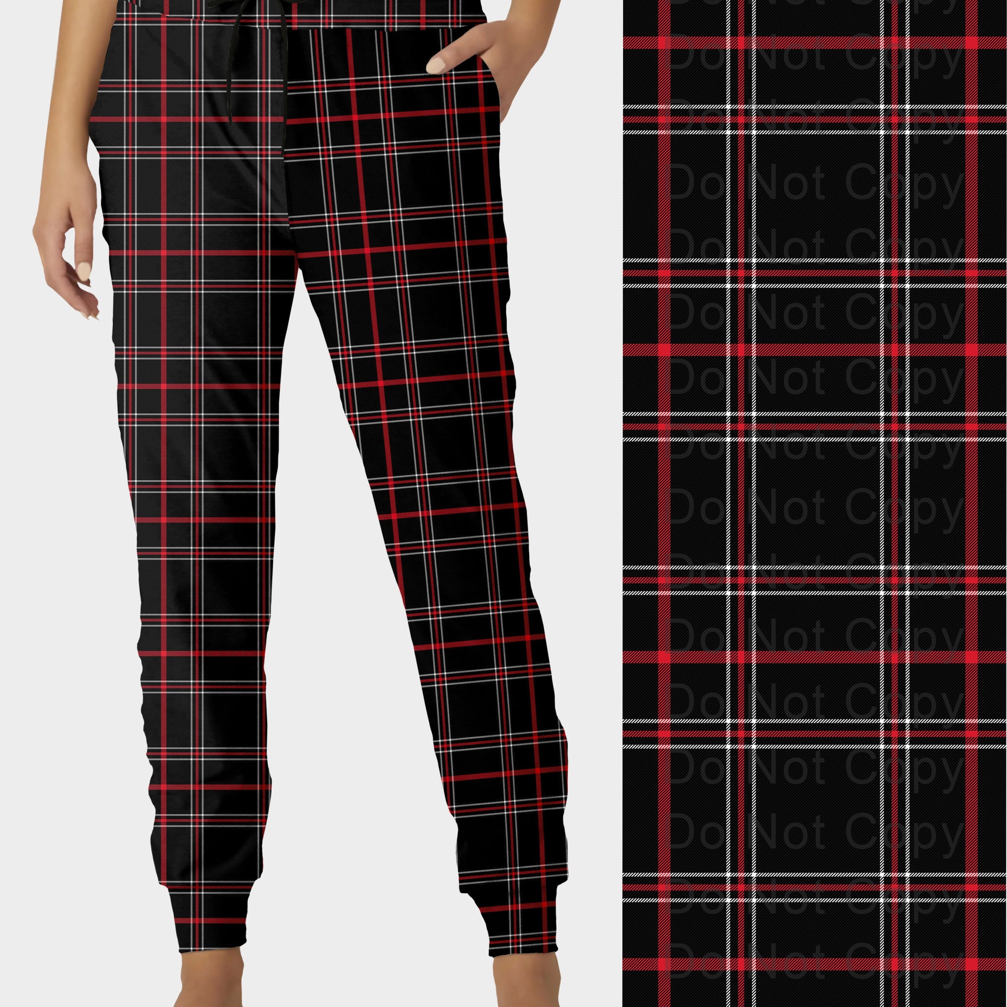 RTS - Black and Red Plaid Jogger Pants