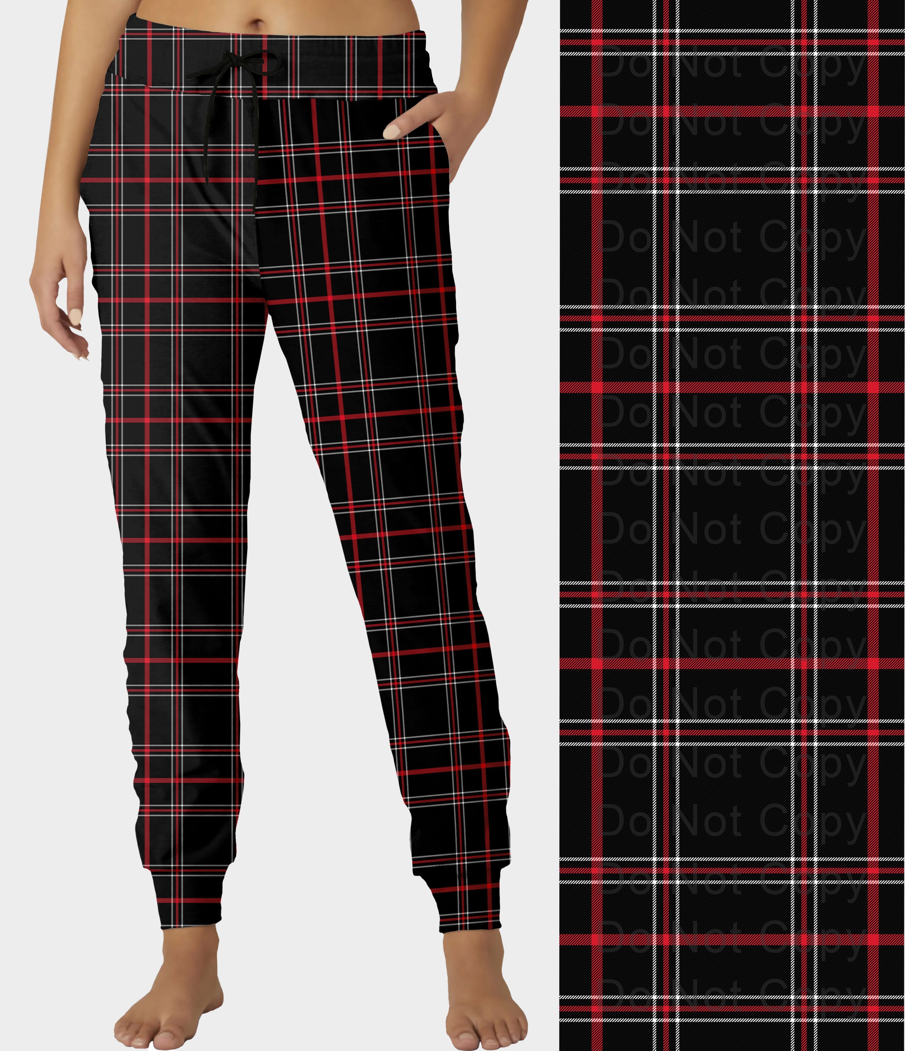 RTS - Black and Red Plaid Jogger Pants