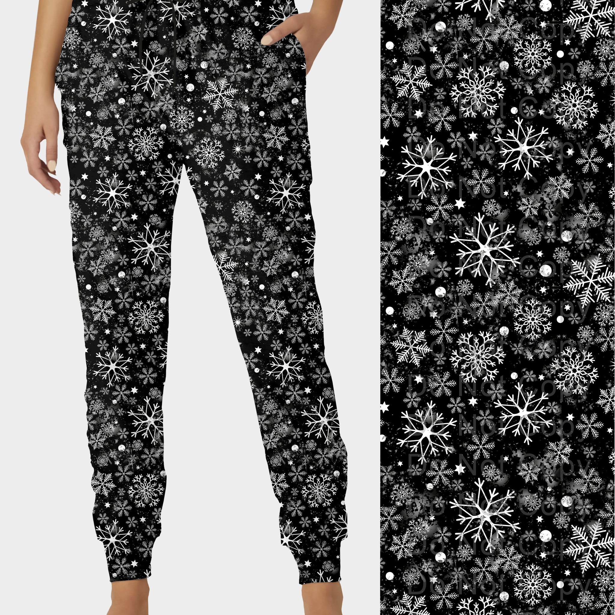 RTS - Black Snowflakes Jogger Pants