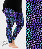 RTS - Blue and Purple Animal Print Leggings w/ Pockets