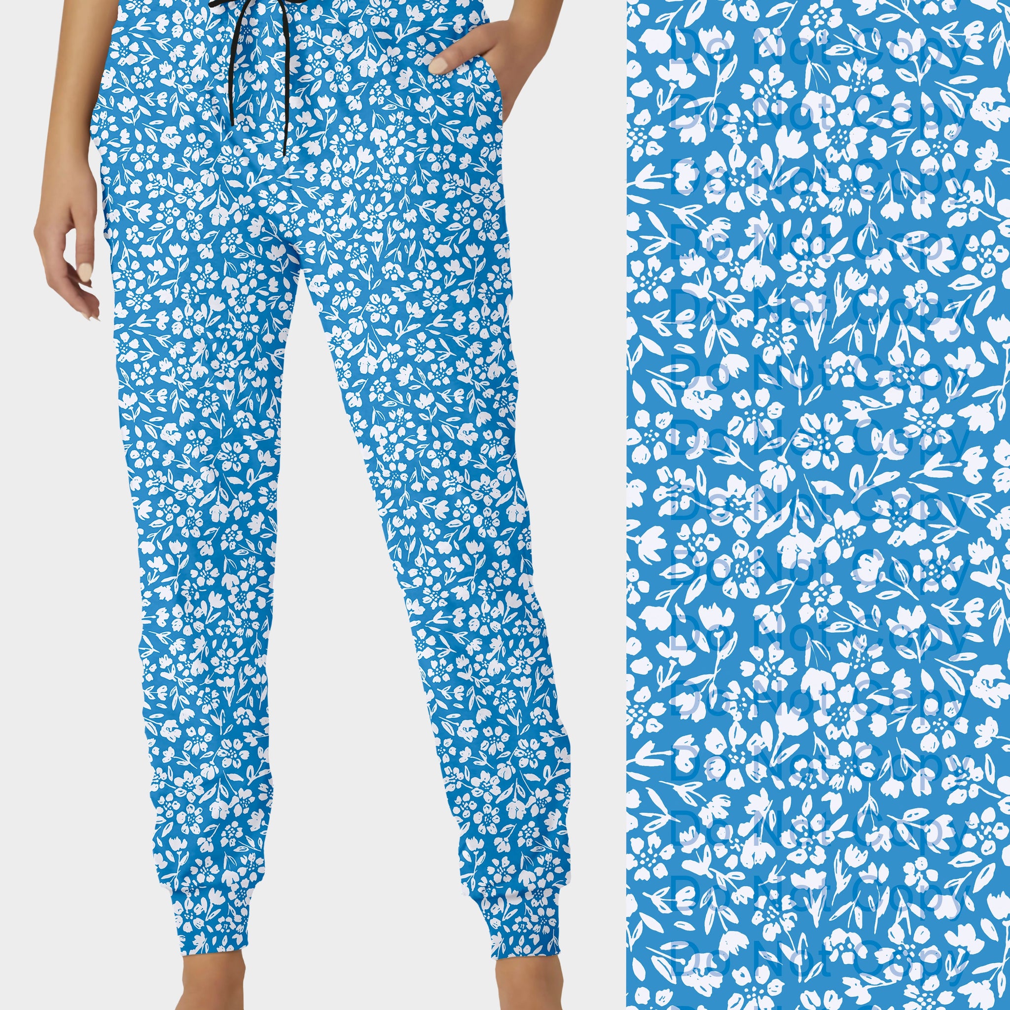 RTS - Blue Dainty Floral Joggers