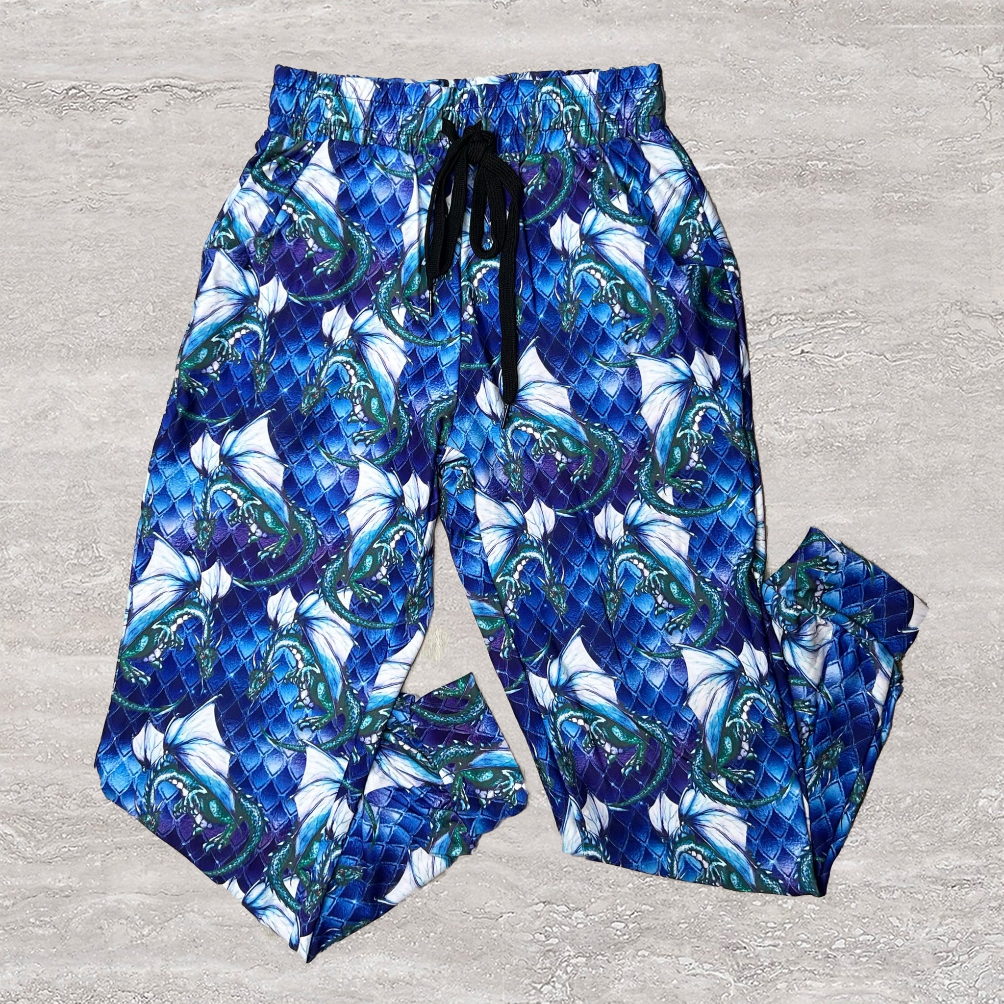 Ice Dragon Blue Scale Kids Joggers w/ Pockets