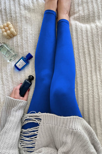 Solid Color Yoga Band Soft Leggings - Blue