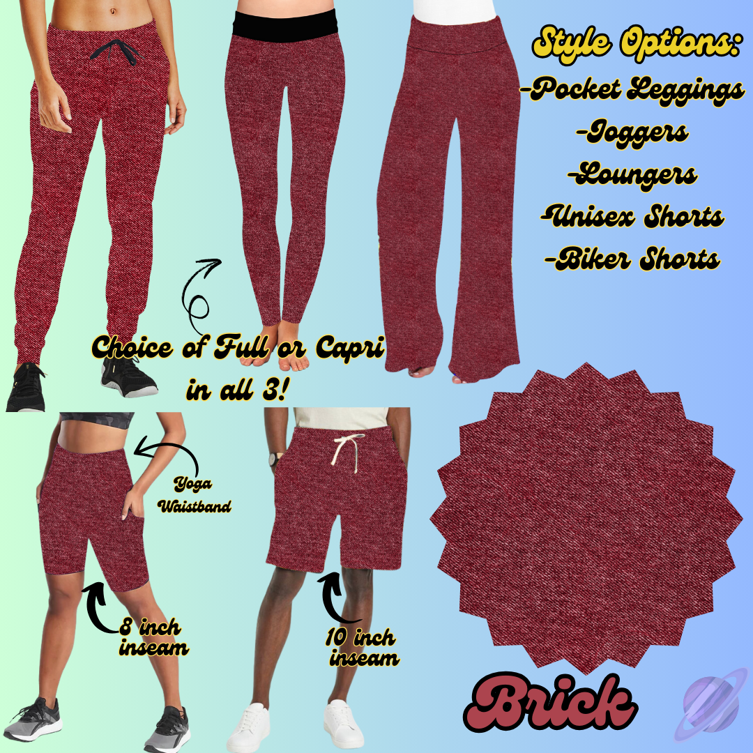 BRICK - LEGGING/JOGGER/LOUNGER/SHORTS - COLOR DENIM RUN PREORDER CLOSING 1/22