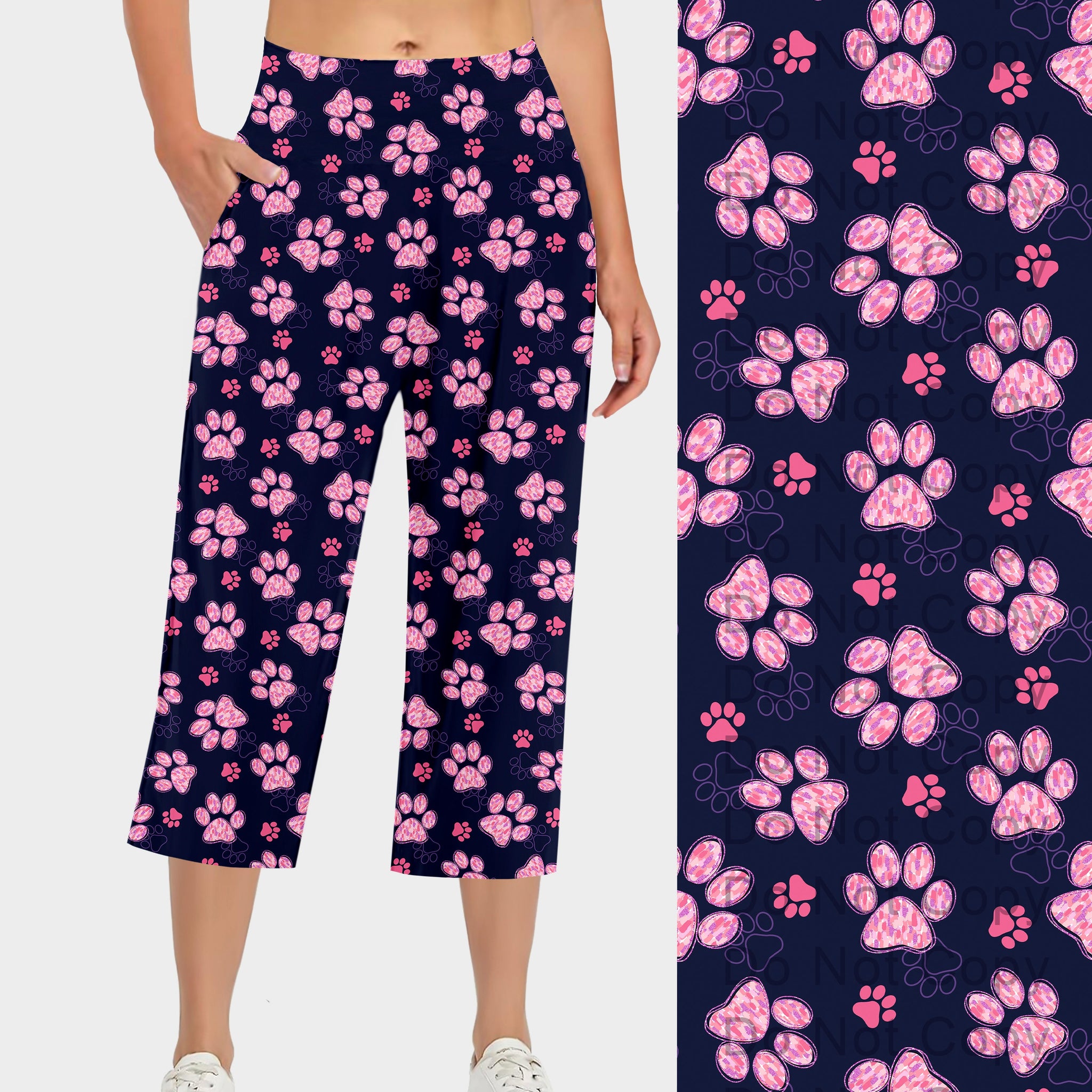 RTS - Brushstroke Paws Capri Lounge Pants