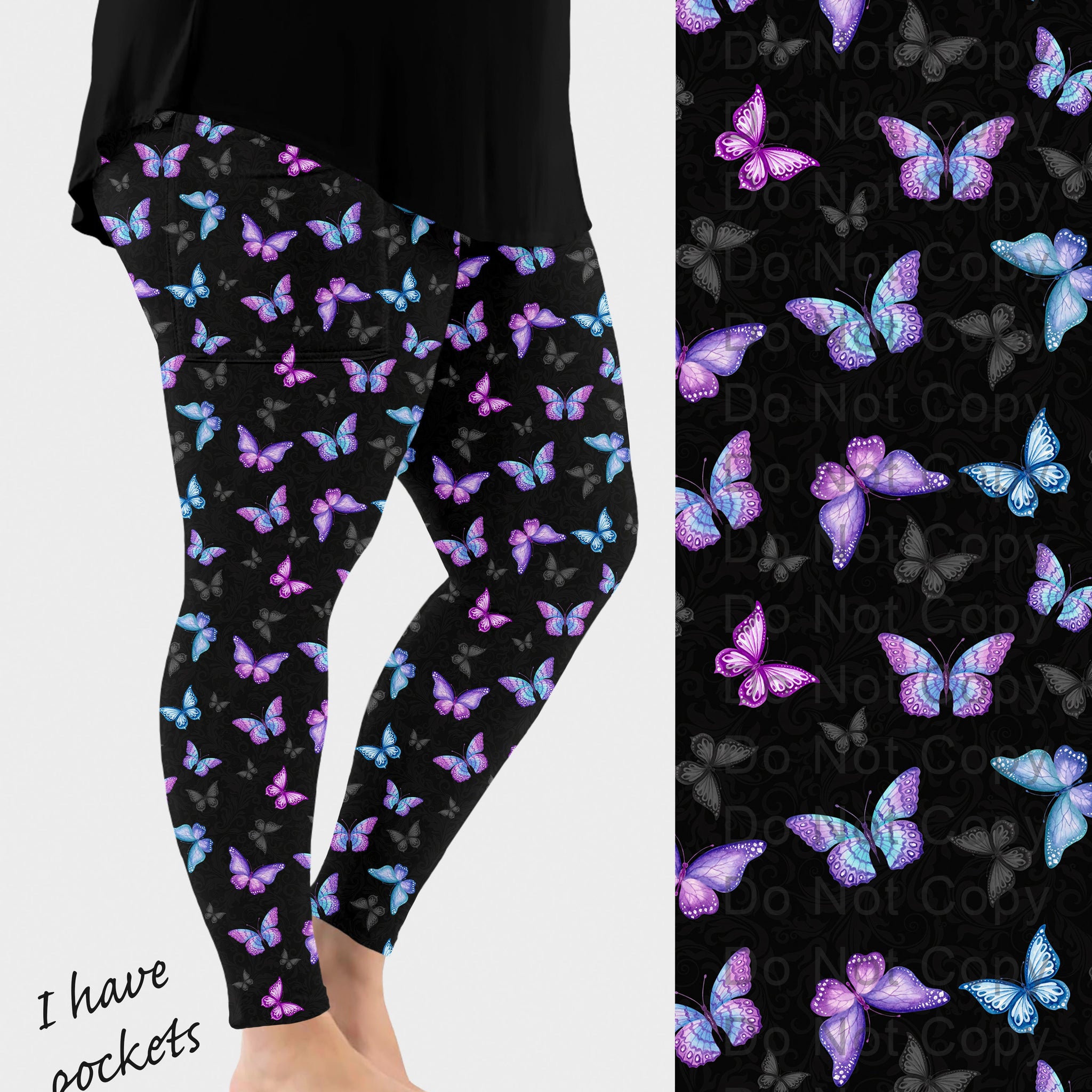 RTS - Butterflies Leggings w/ Pockets