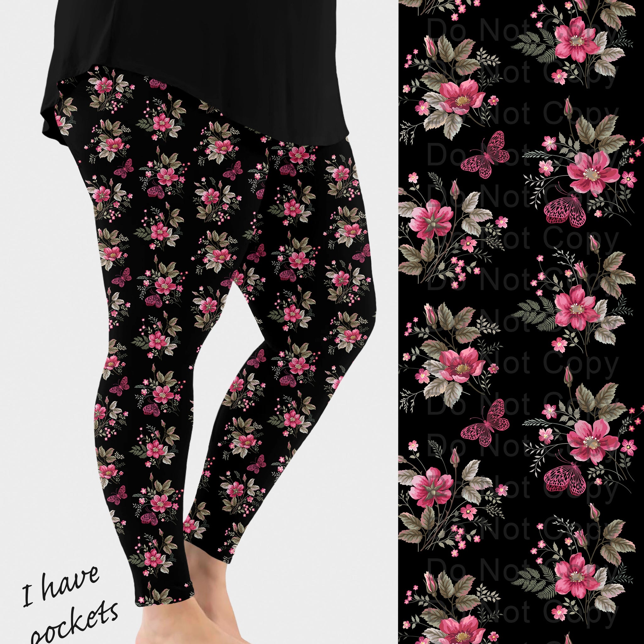 RTS - Butterfly Blooms Leggings w/ Pockets