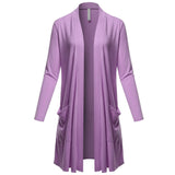Women's Open Front Knee Length Long Sleeve Cardigan w/ Pockets S-3X
