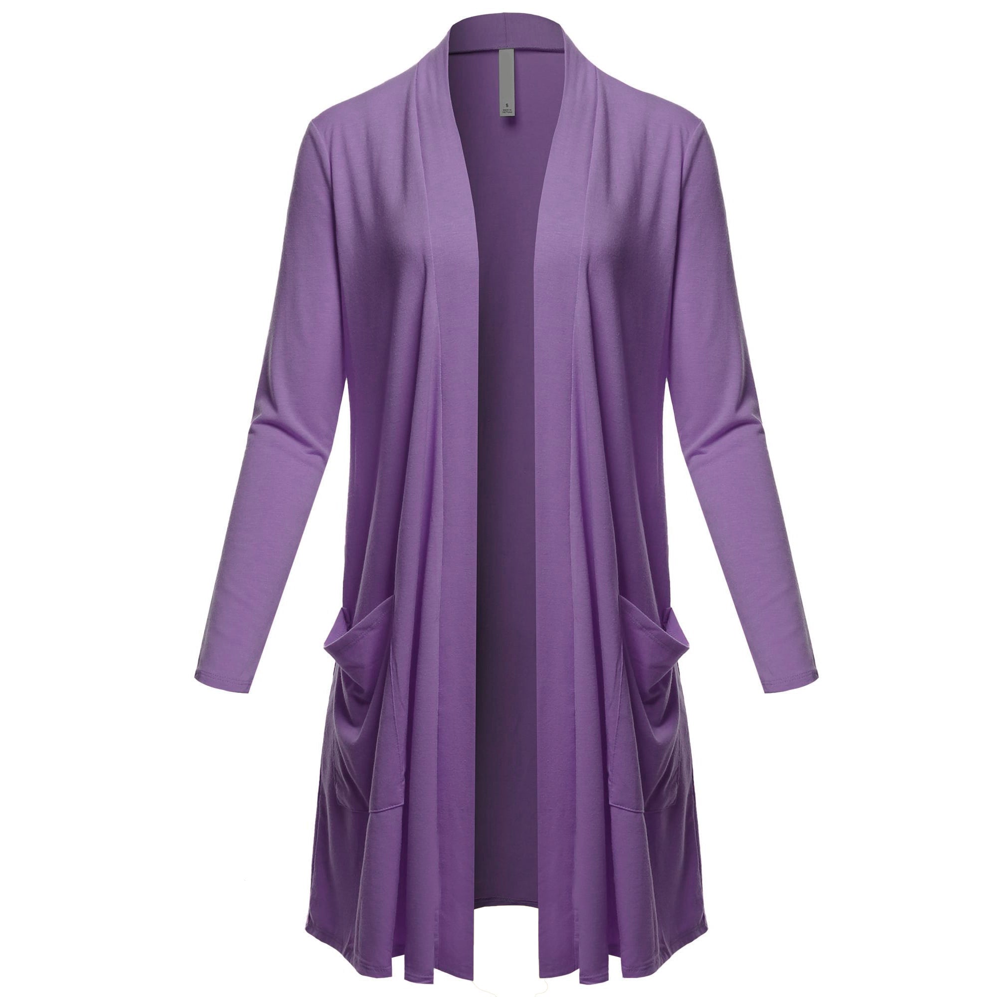 Women's Open Front Knee Length Long Sleeve Cardigan w/ Pockets S-3X