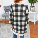 Taupe Plaid Cardigan w/ Pockets