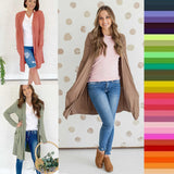 Women's Open Front Knee Length Long Sleeve Cardigan w/ Pockets S-3X