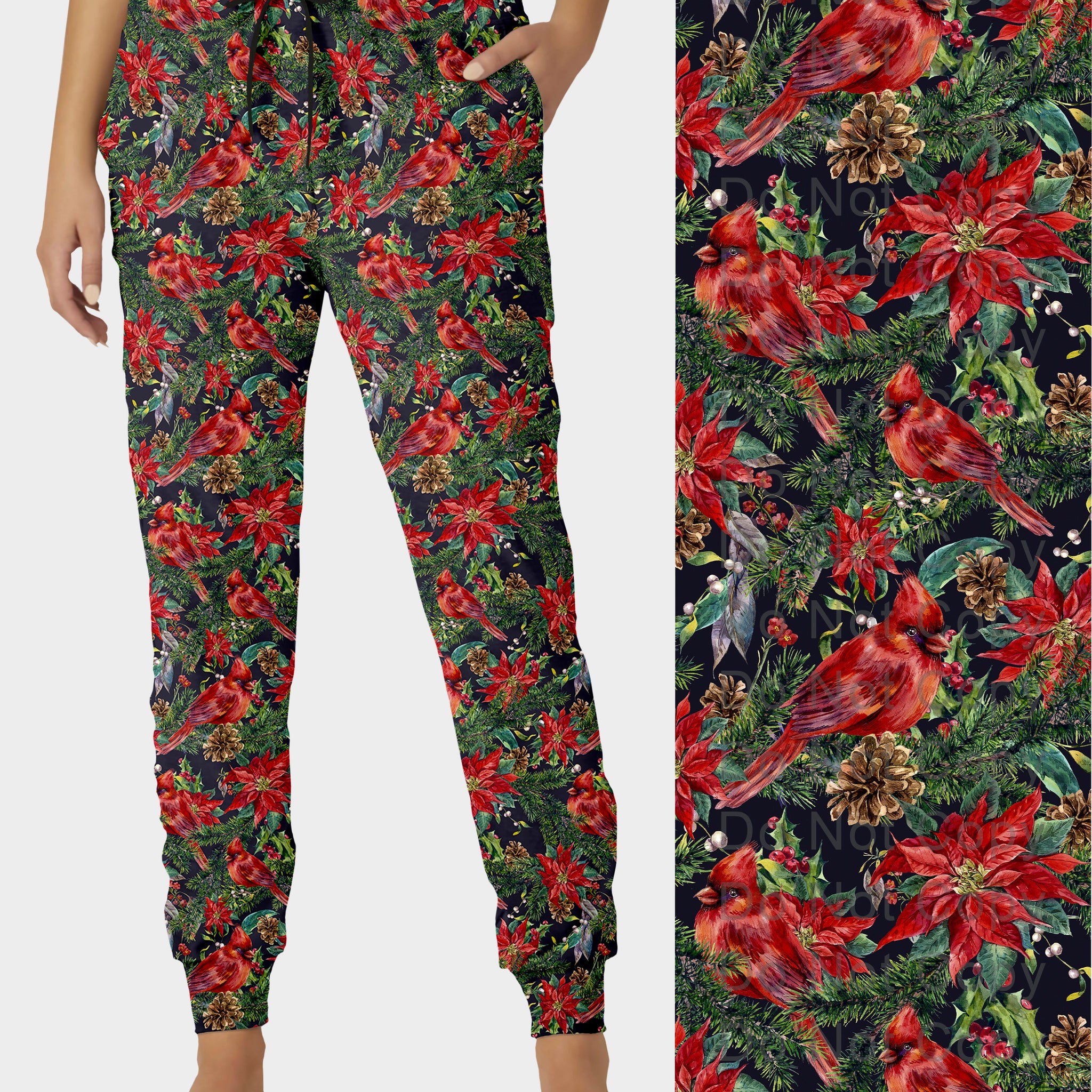 RTS - Cardinal Poinsettia Jogger Pants