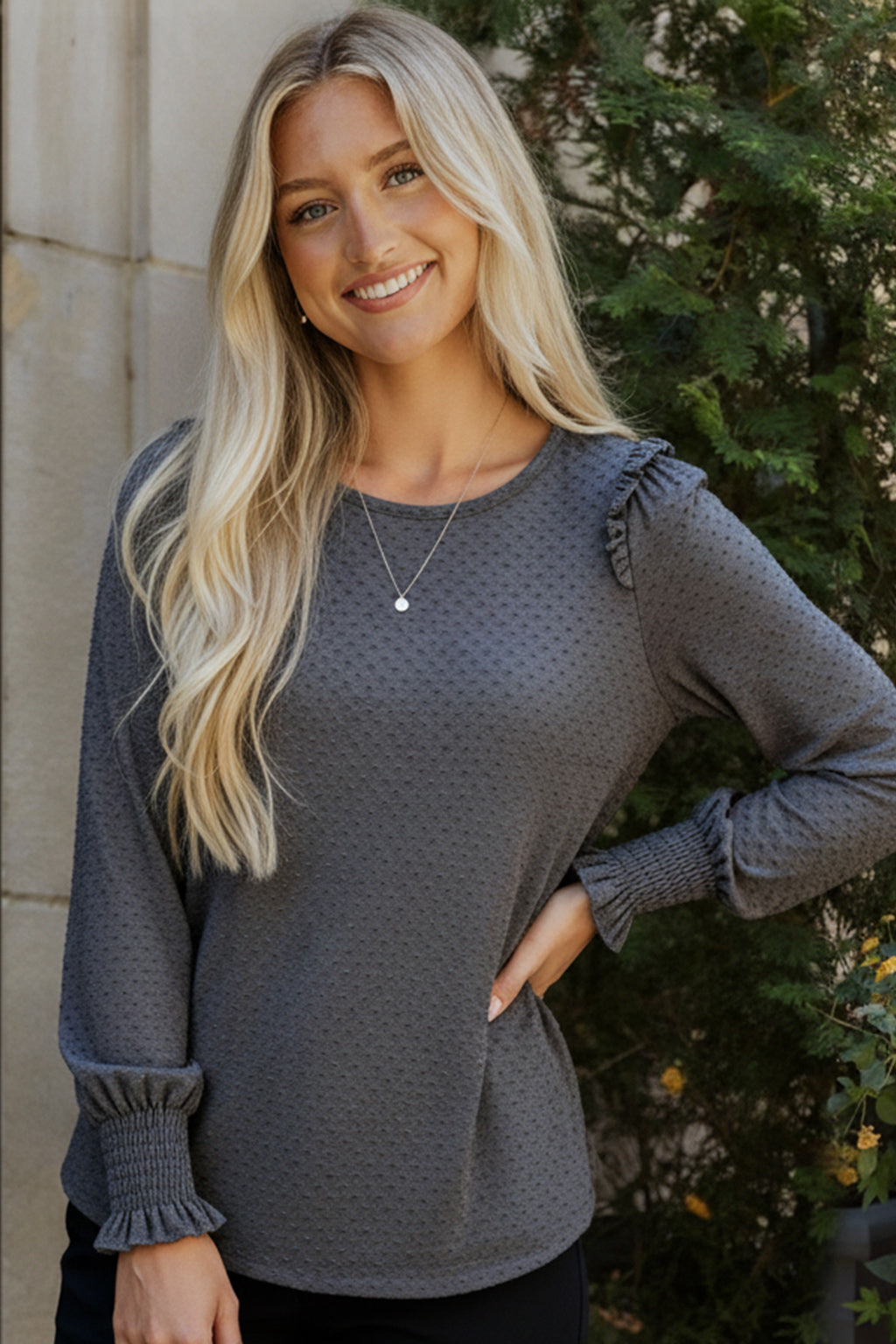 Smoky Sweetheart Ruffled Blouse