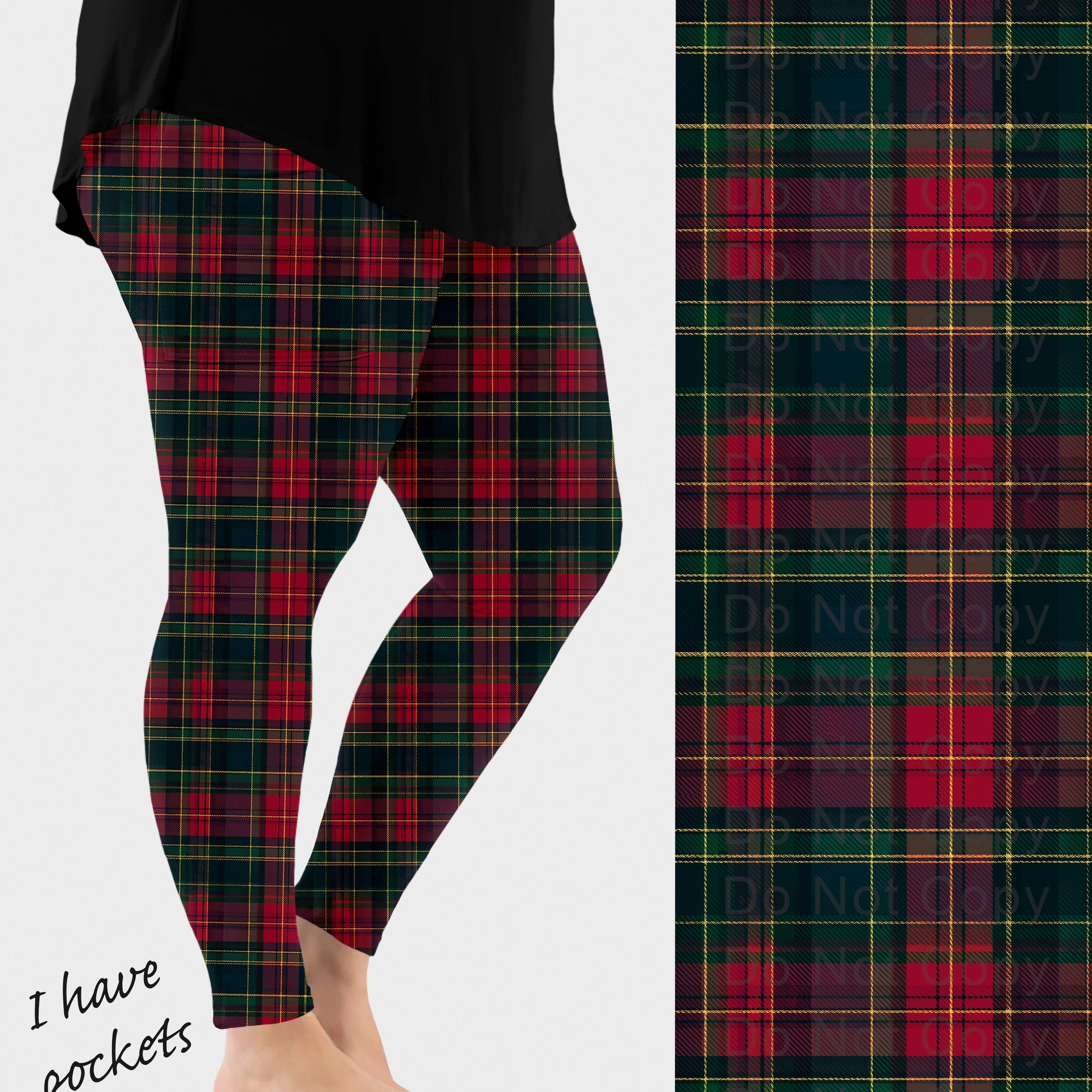 RTS - Christmas Plaid Leggings w/ Pockets