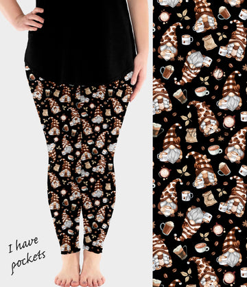 RTS - Coffee Gnomes Leggings w/ Pockets