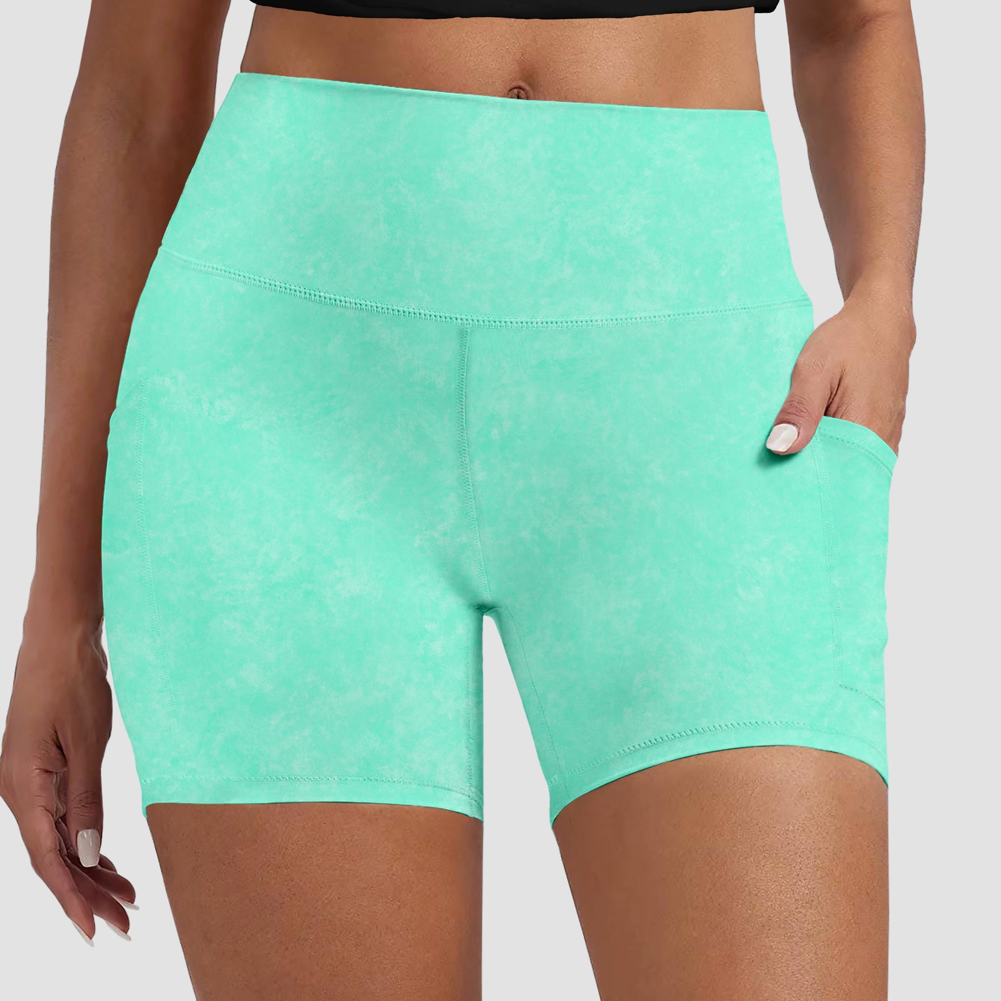RTS - Cool Mint Biker Shorts w/ Pockets