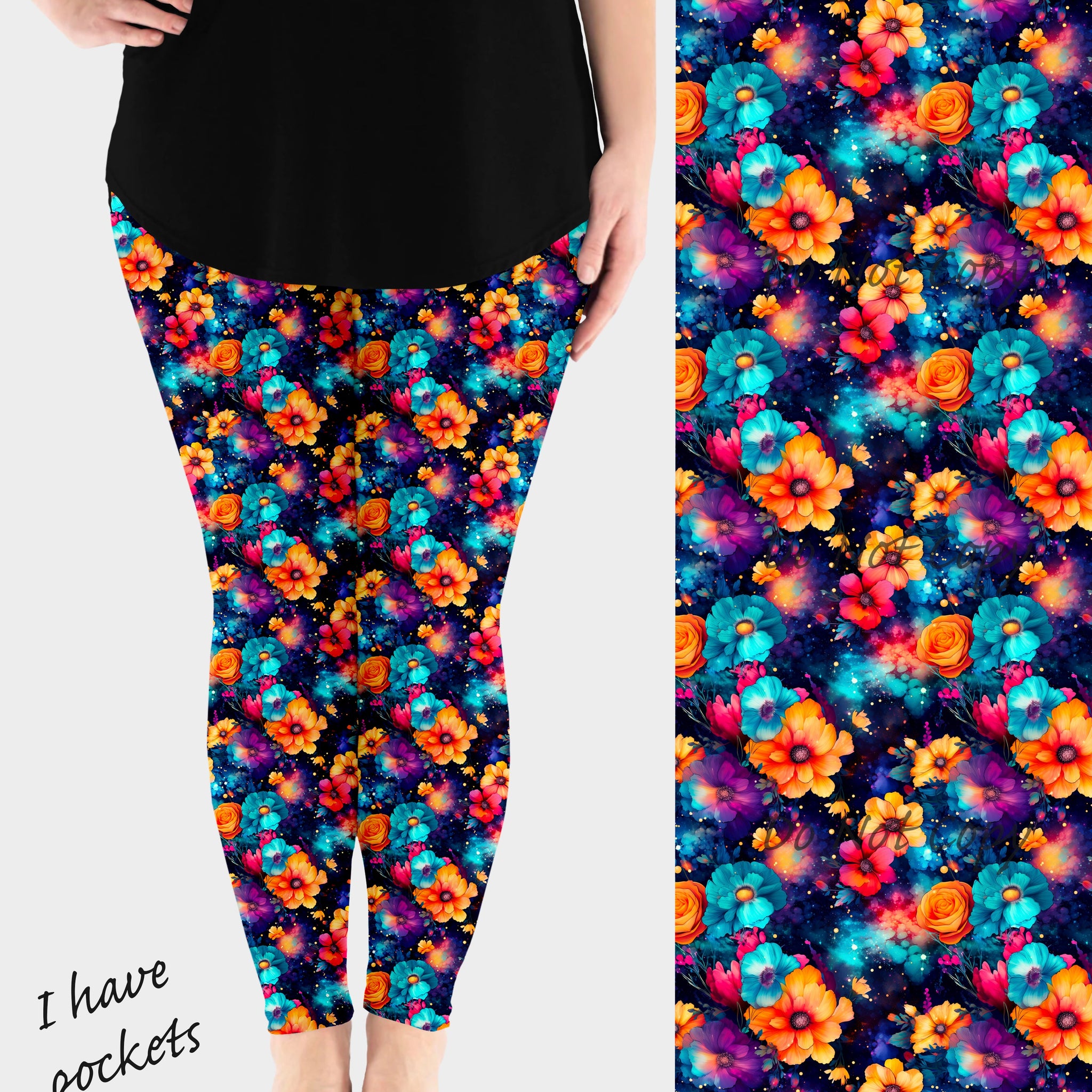 RTS - Cosmo Flowers Leggings w/ Pockets