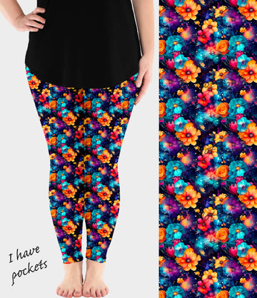 RTS - Cosmo Flowers Leggings w/ Pockets