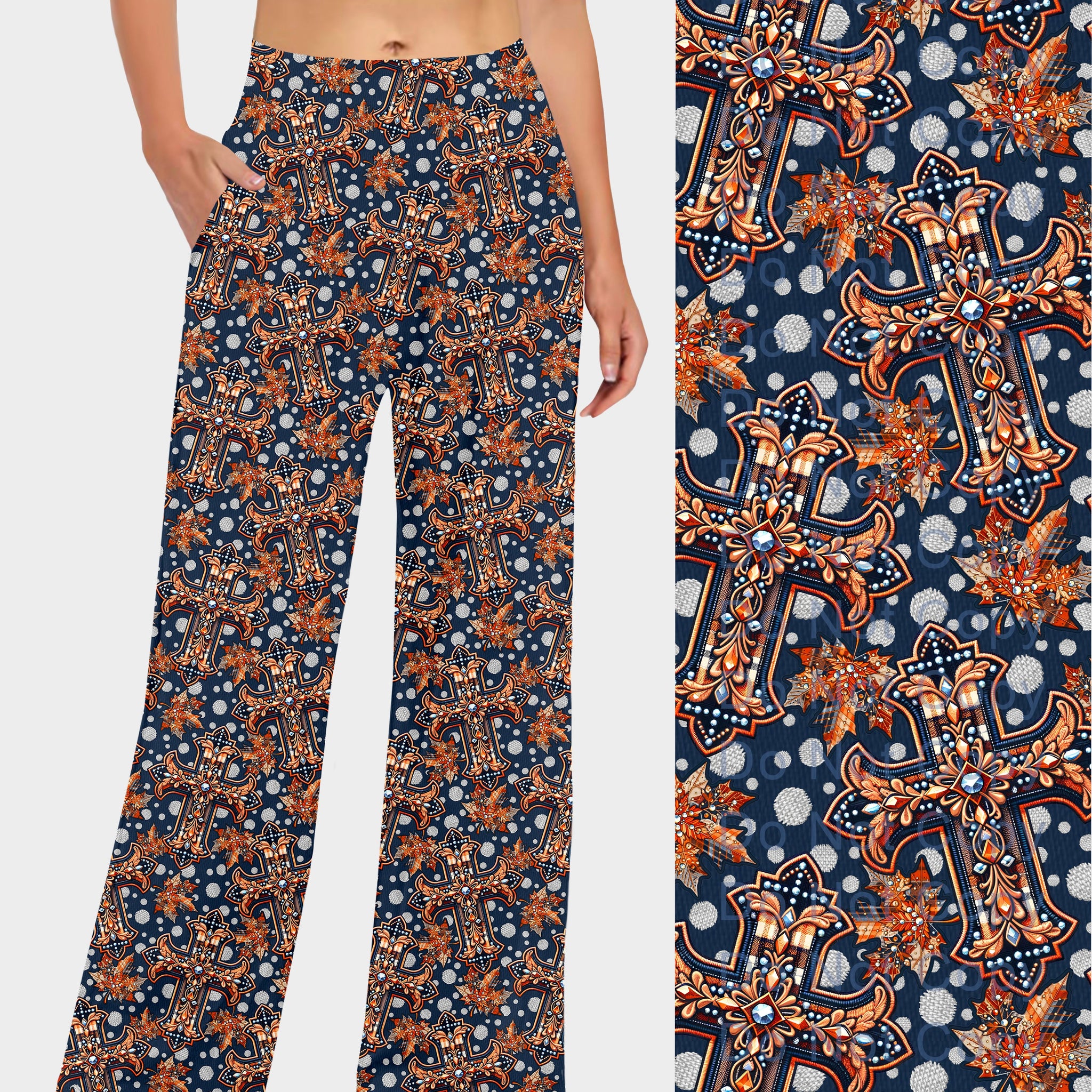 RTS - Cross and Leaves Lounge Pants