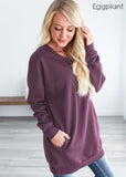 Oversized Loose Fit V-Neck Tunic Sweatshirt
