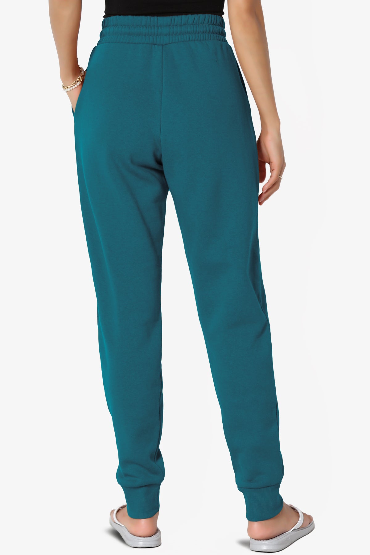 Active Lounge Fleece Drawstring Elastic High Waist Jogger Sweatpants w/ Pockets