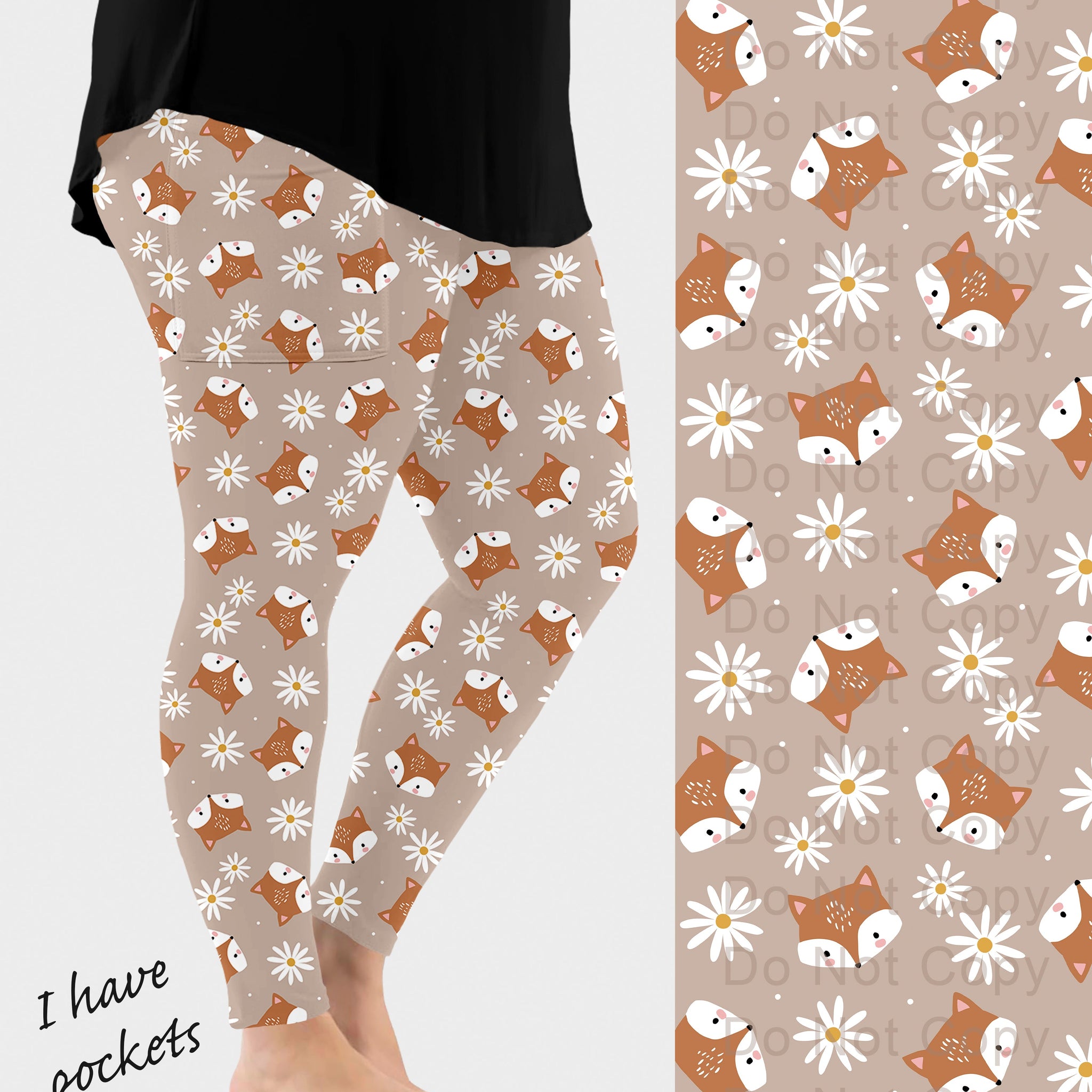RTS - Daisy Fox Leggings w/ Pockets