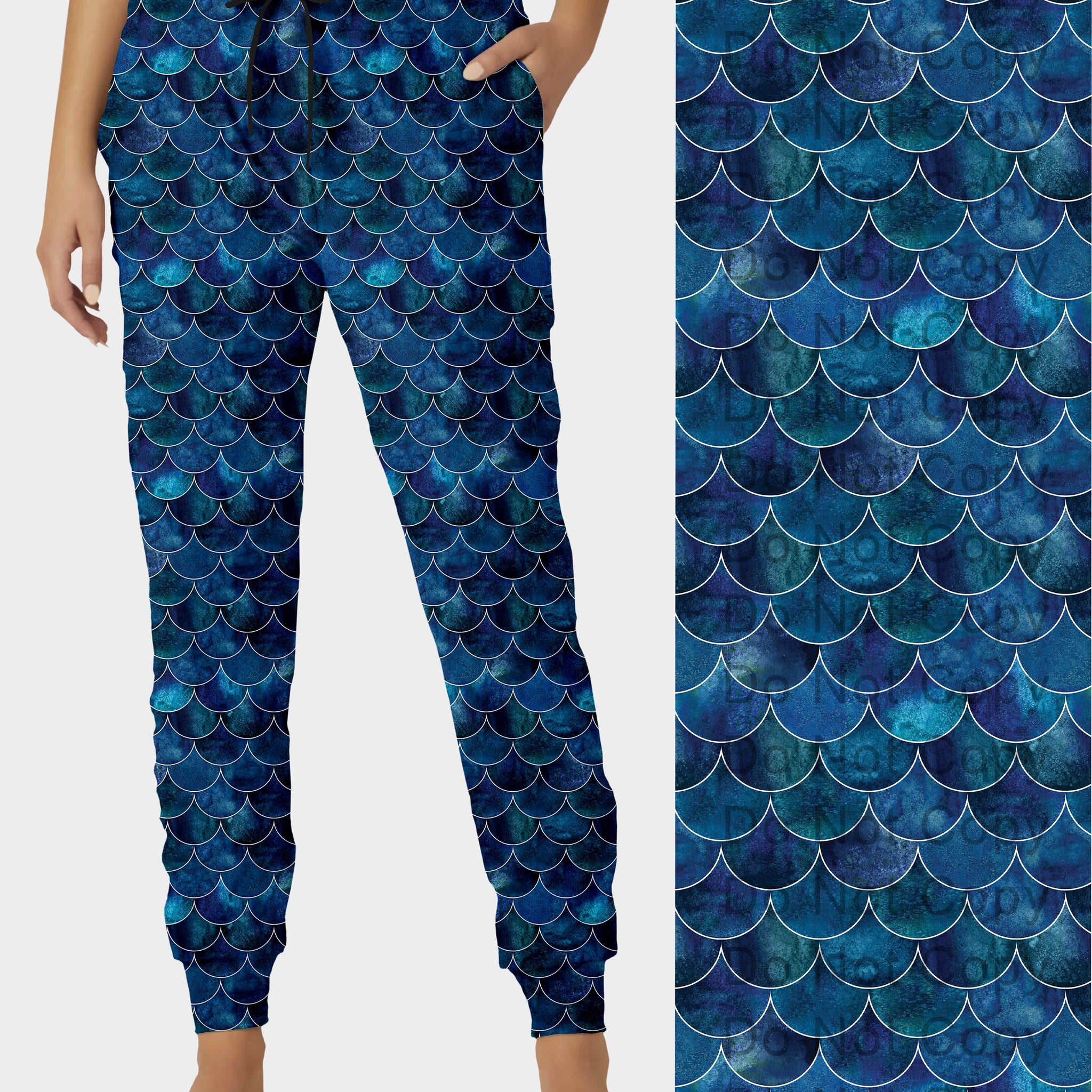 RTS - Dark Blue Mermaid Scales Joggers
