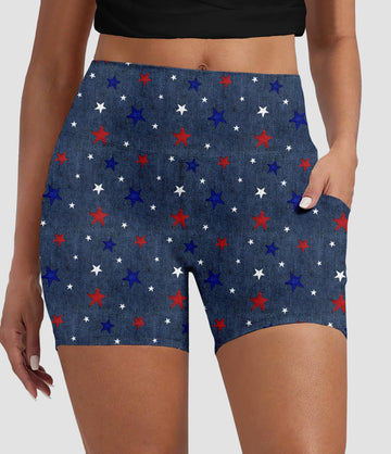 RTS - Denim Stars Biker Shorts with Pockets
