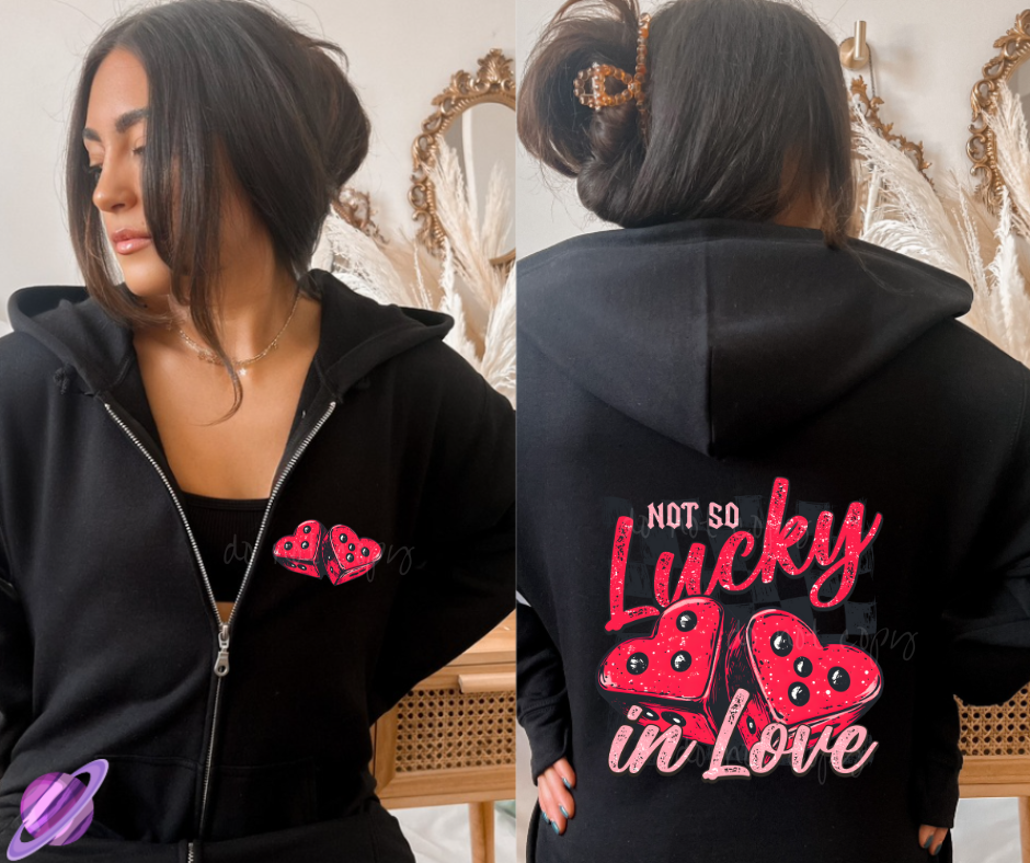 NOT SO LUCKY IN LOVE - HEAVY COTTON FRONT ZIP UNISEX HOODIE PREORDER CLOSING 1/3