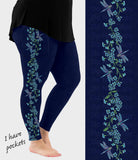 RTS - Dragonfly Vine Side Design Leggings w/ Pockets