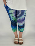 Purple Teal Tie Dye Capri w/ Pockets