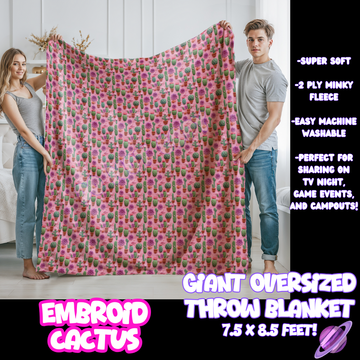 EMBROID CACTUS- GIANT SHAREABLE THROW BLANKETS ROUND 10-PREORDER CLOSING 12/2