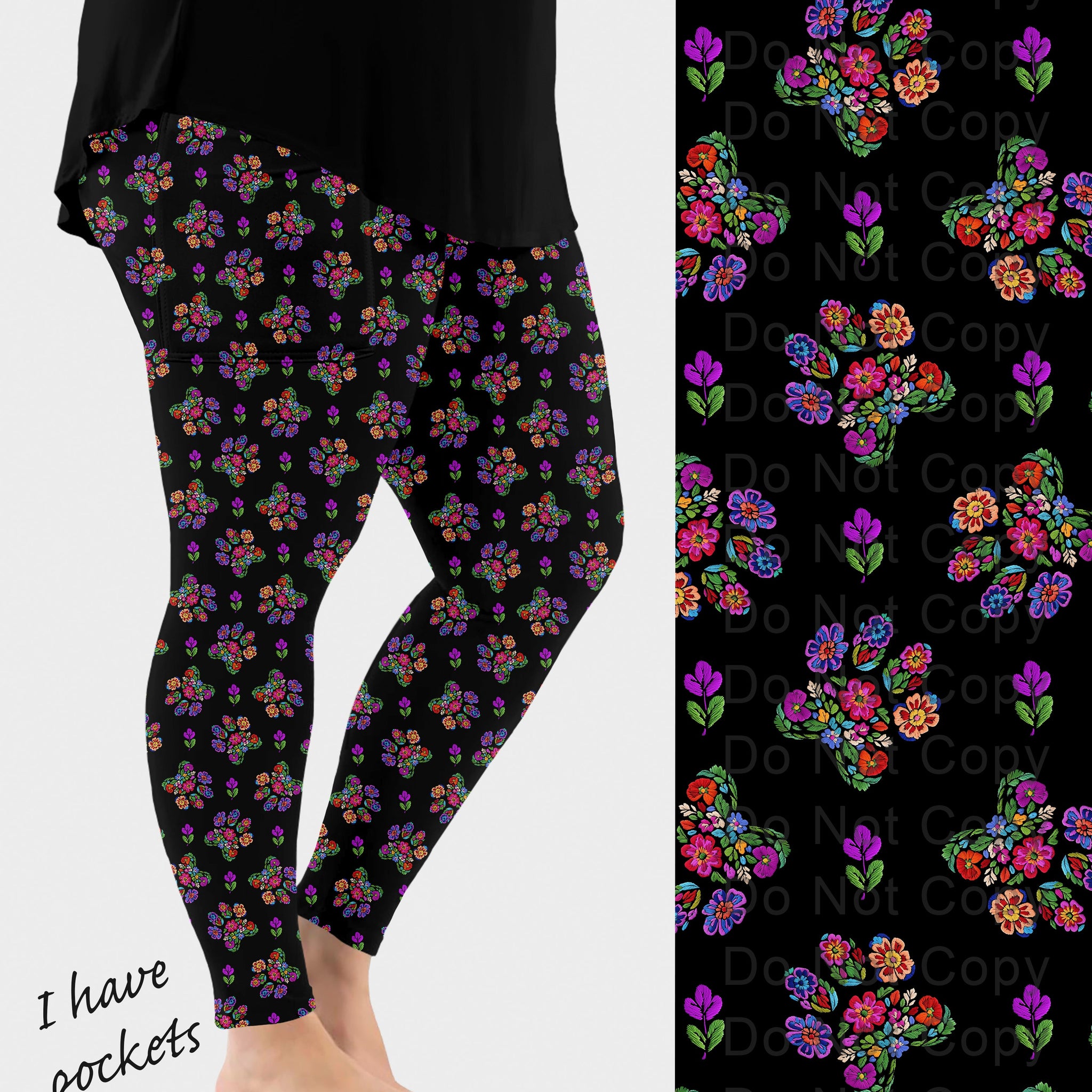 RTS - Embroidered Paws Leggings w/ Pockets