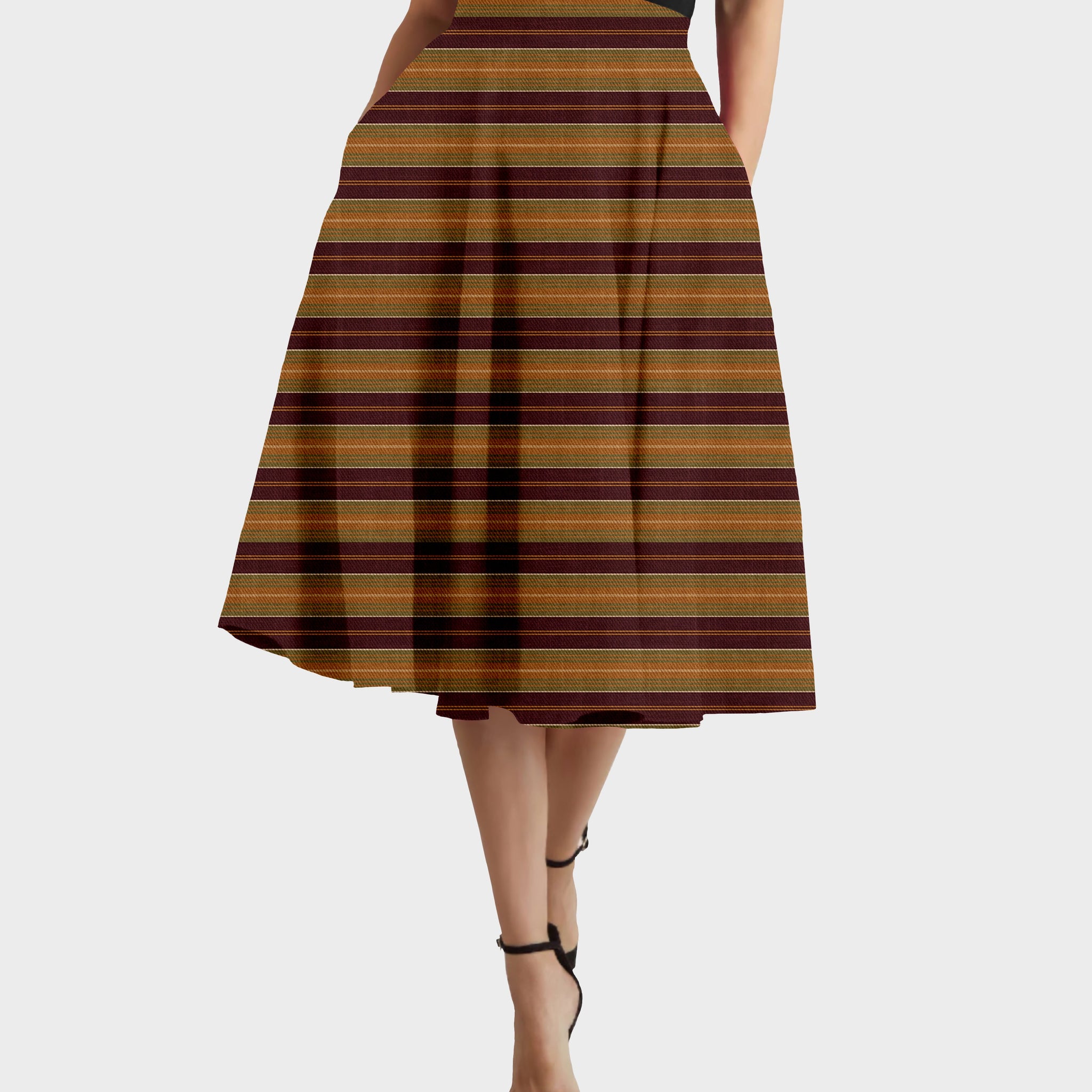 RTS - Fall Stripes Swing Skirt w/ Pockets