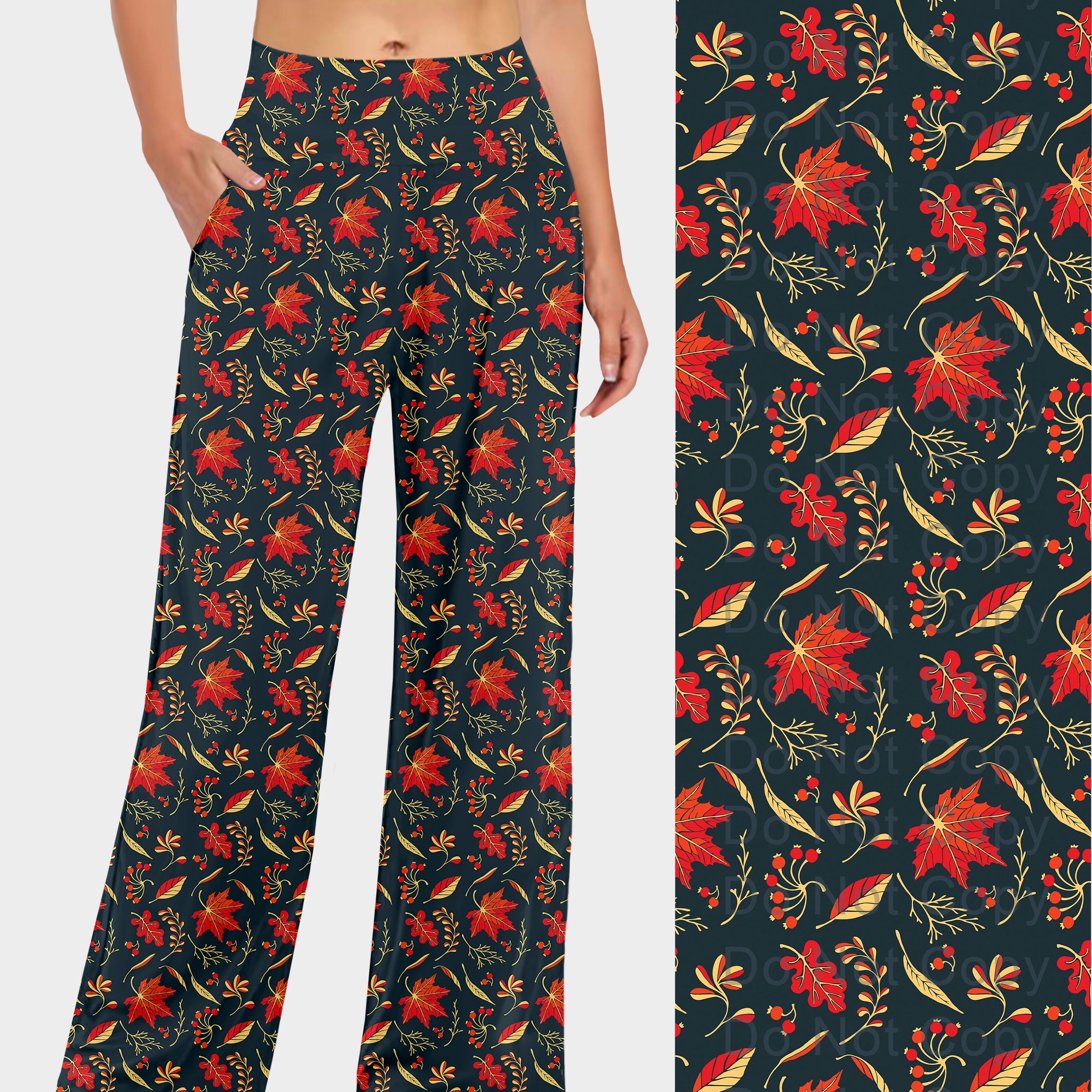 RTS - Falling Leaves on Navy Lounge Pants