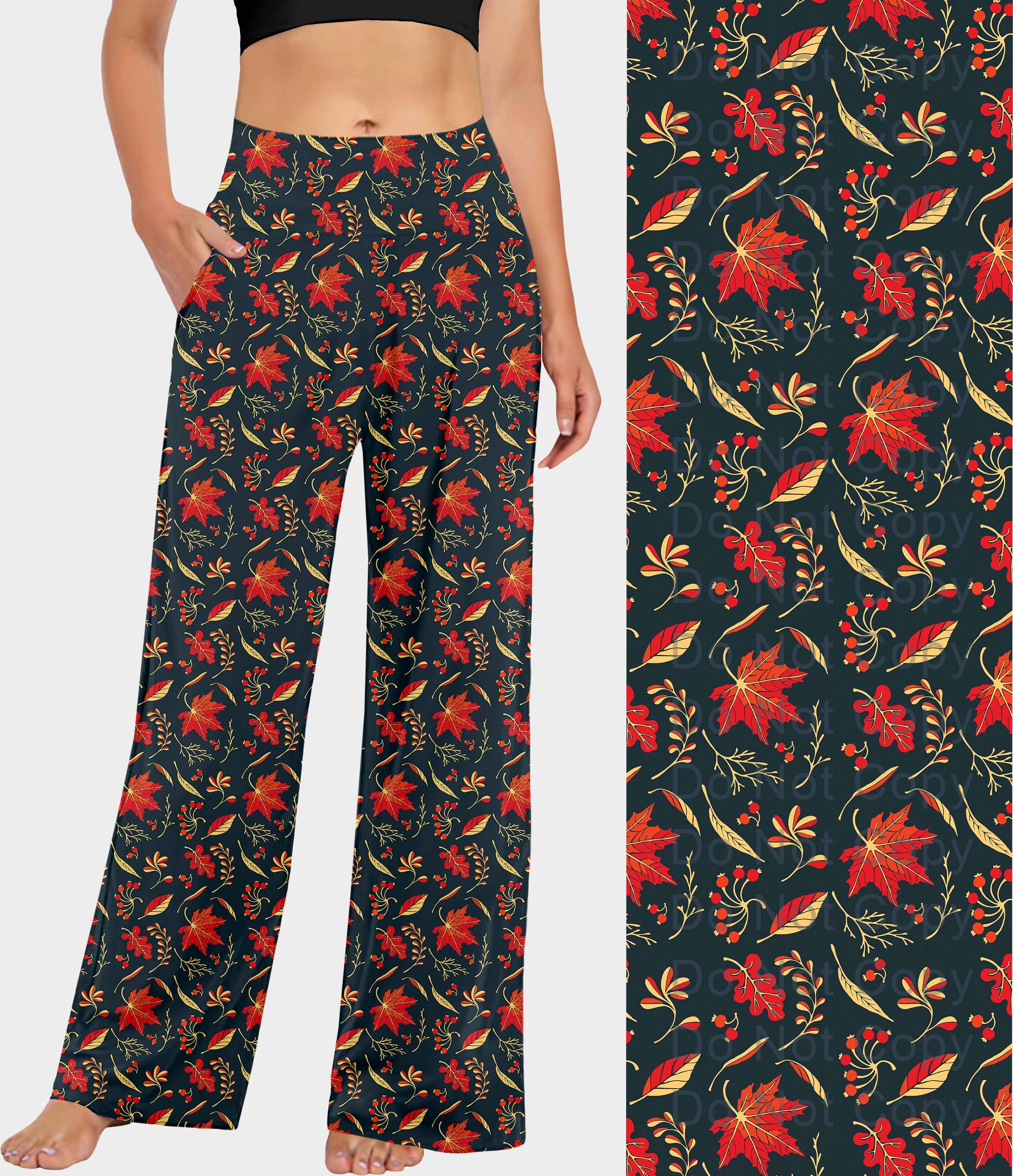 RTS - Falling Leaves on Navy Lounge Pants