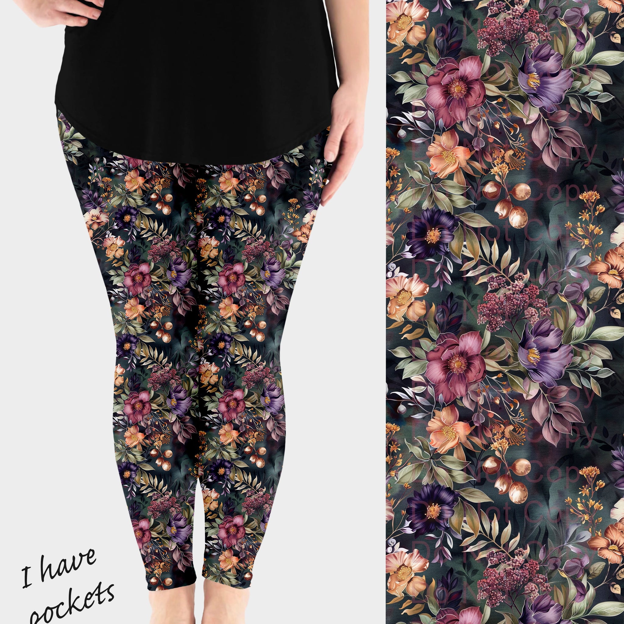 RTS - Fantasy Blooms Leggings w/ Pockets