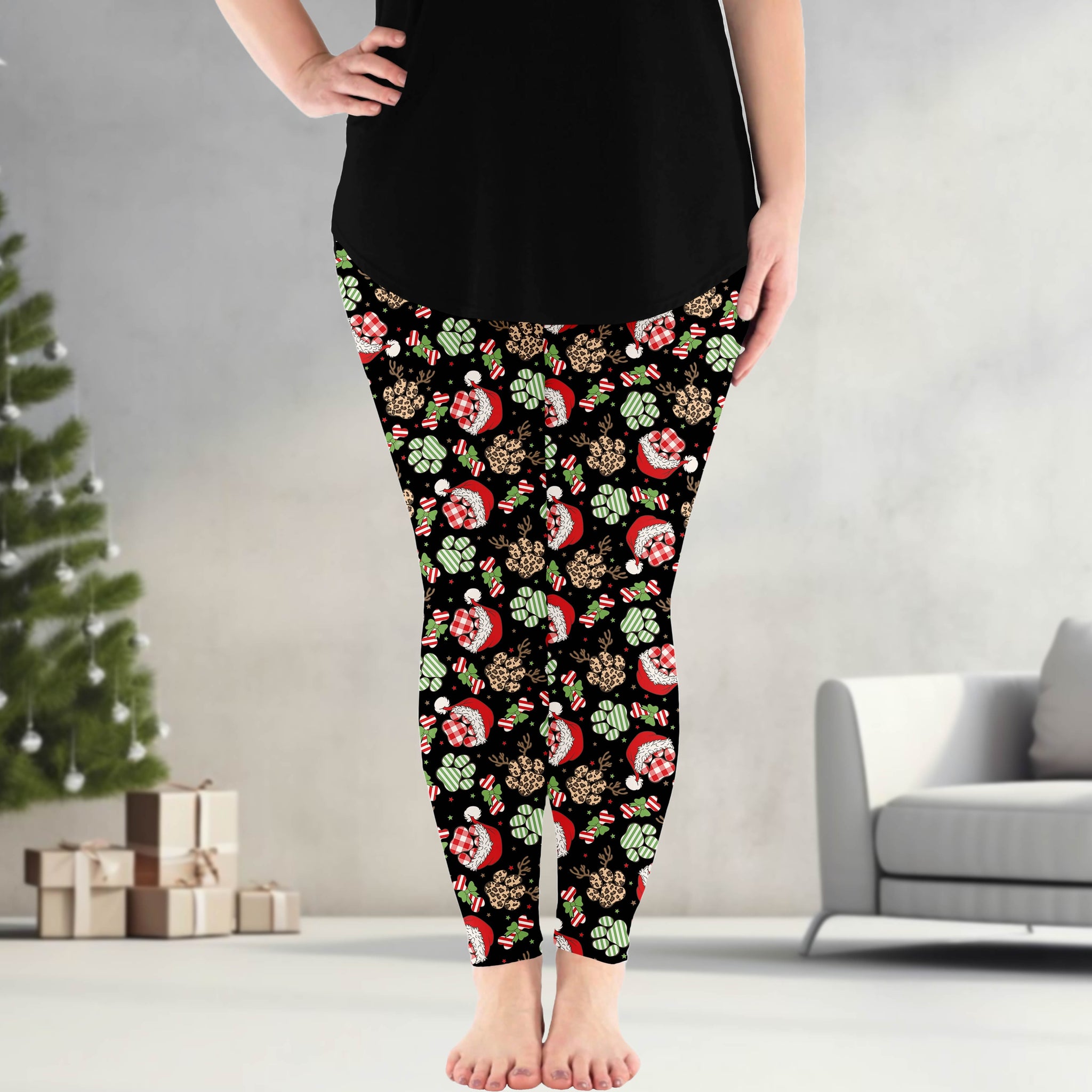 Festive Paws Leggings w/ Pockets