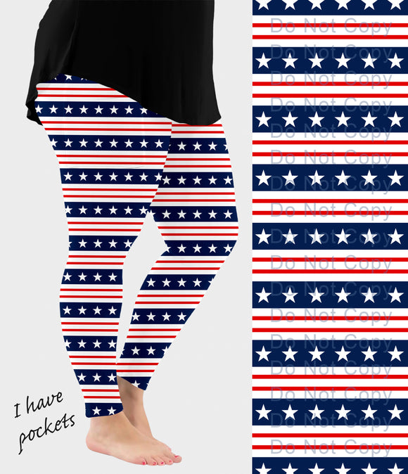 RTS - Flag Stripes Leggings w/ Pockets