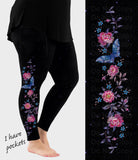 RTS - Floral Butterfly Side Design Leggings w/ Pockets