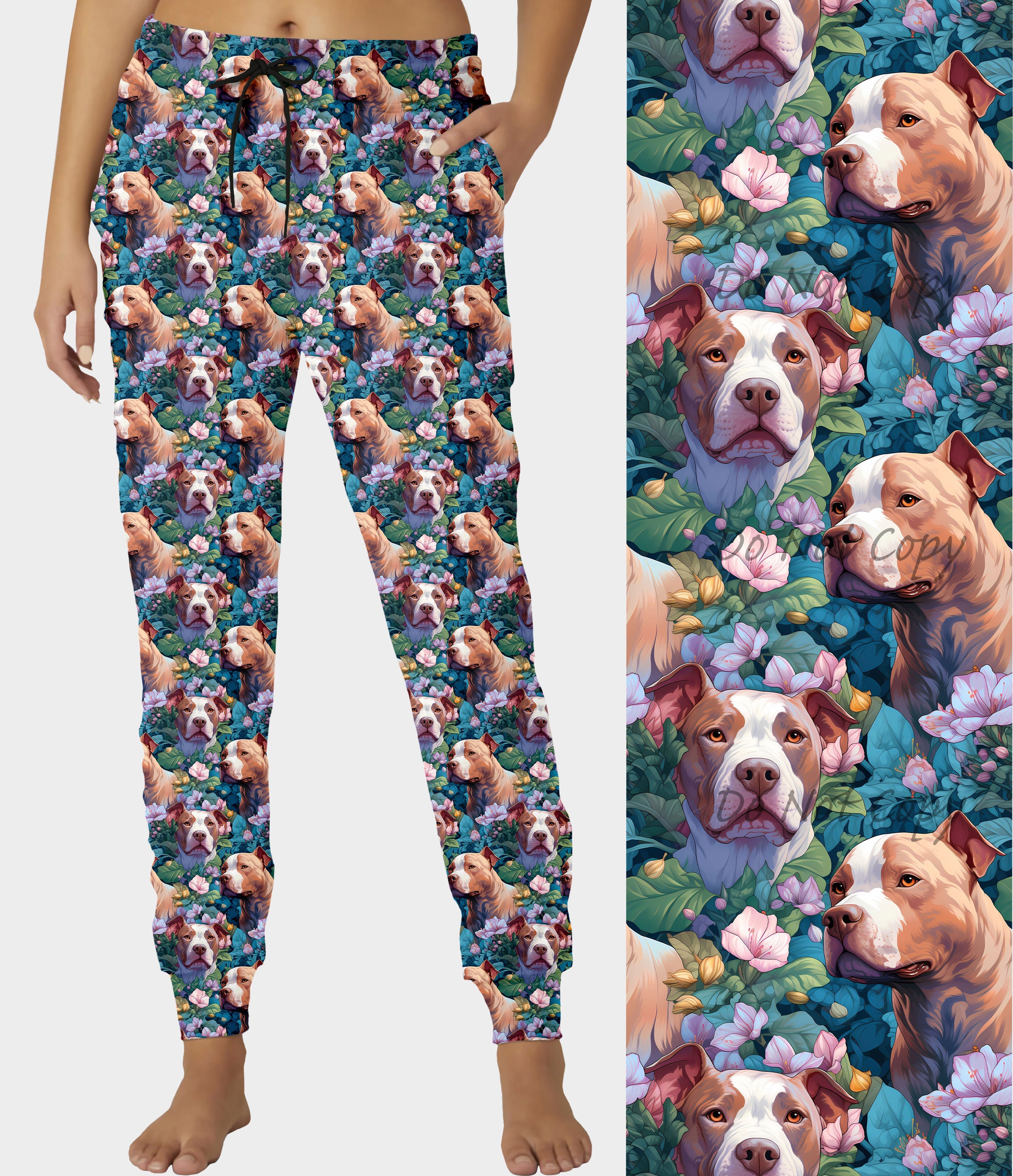 RTS - Floral Pit Bull Joggers