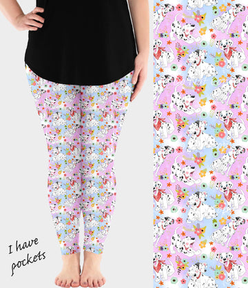 RTS - Floral Dalmatian Leggings w/ Pockets