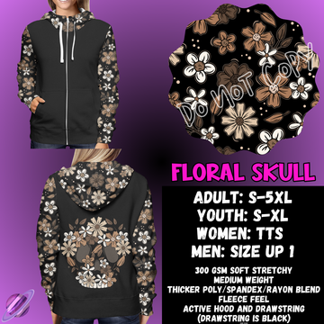 FLORAL SKULL - ZIP UP HOODIE OUTFIT RUN PREORDER CLOSES 1/26